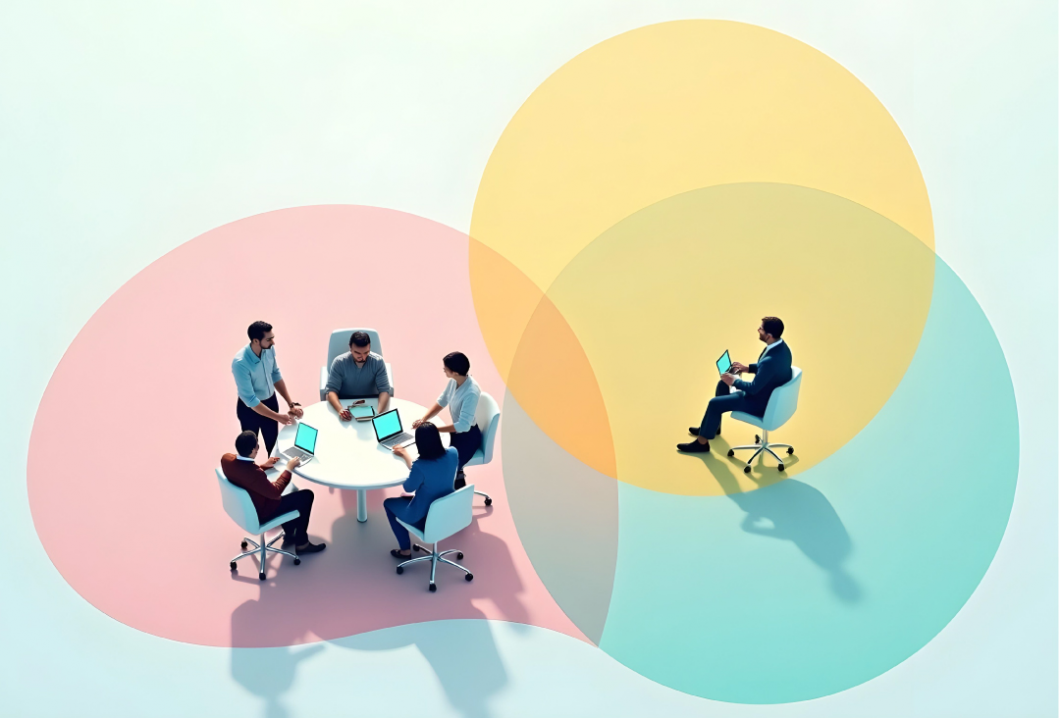 Leader observing team to validate a business idea