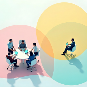 Leader observing team to validate a business idea